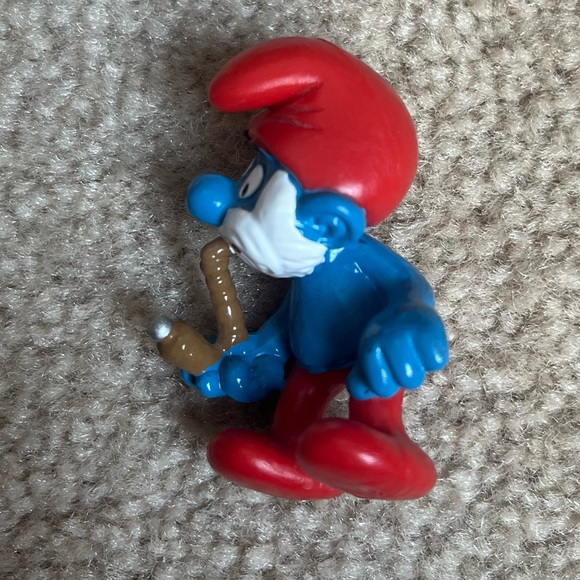 Vintage Collectible Schleich Papa Smurf with Pipe in Rocking Chair Action Figure - Picture 11 of 12